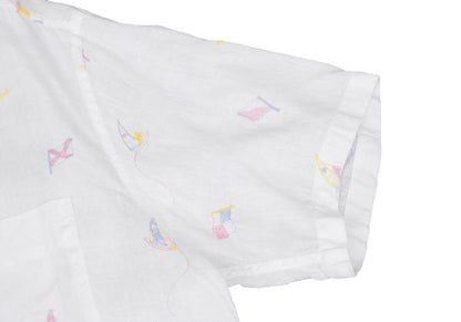 Papas Marine Embroidered Linen Short Sleeve Shirt Size 50L