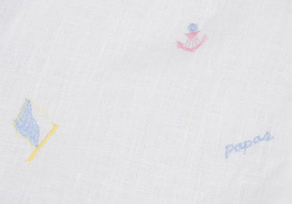 Papas Marine Embroidered Linen Short Sleeve Shirt Size 50L