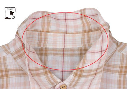 Papas Linen Madras Check Long Sleeve Shirt Pink/Brown Size 48M