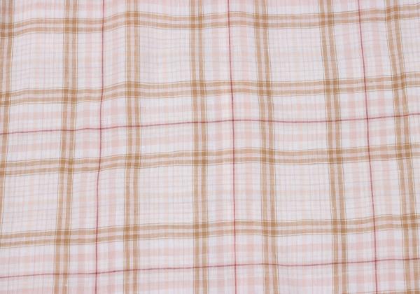Papas Linen Madras Check Long Sleeve Shirt Pink/Brown Size 48M