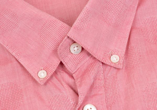 Papas Cotton Dot Weave Design Long Sleeve Shirt Pink Size 50L