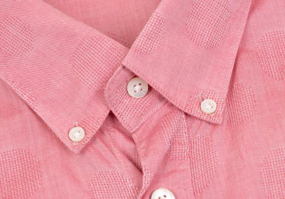 Papas Cotton Dot Weave Design Long Sleeve Shirt Pink Size 50L