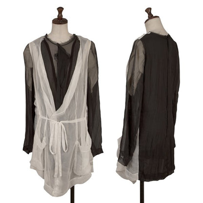 COMME des GARCONS Layered Chiffon Blouse White Black Size M