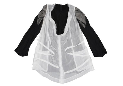 COMME des GARCONS Layered Chiffon Blouse White Black Size M
