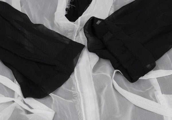 COMME des GARCONS Layered Chiffon Blouse White Black Size M