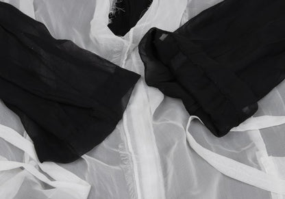 COMME des GARCONS Layered Chiffon Blouse White Black Size M