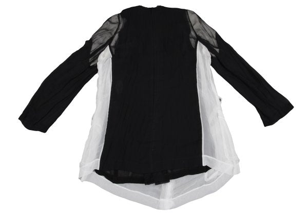 COMME des GARCONS Layered Chiffon Blouse White Black Size M