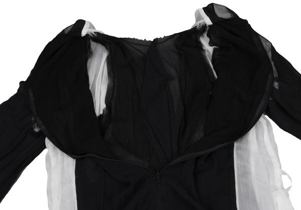 COMME des GARCONS Layered Chiffon Blouse White Black Size M
