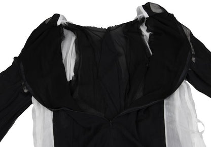 COMME des GARCONS Layered Chiffon Blouse White Black Size M