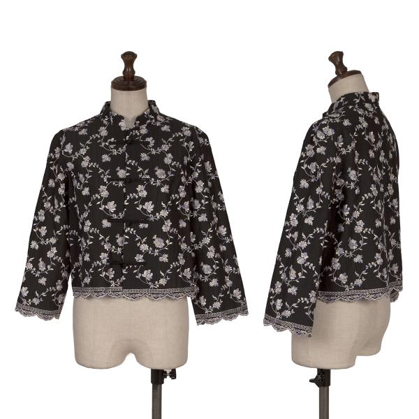 KEITA MARUYAMA Floral Embroidered China Blouse Black Size M