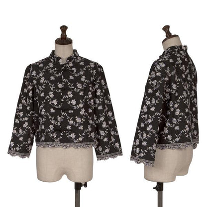 KEITA MARUYAMA Floral Embroidered China Blouse Black Size M