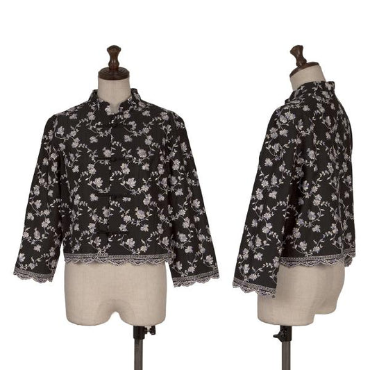 KEITA MARUYAMA Floral Embroidered China Blouse Black Size M