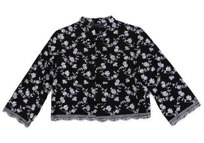 KEITA MARUYAMA Floral Embroidered China Blouse Black Size M