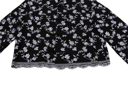 KEITA MARUYAMA Floral Embroidered China Blouse Black Size M