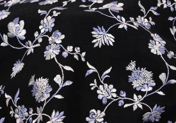 KEITA MARUYAMA Floral Embroidered China Blouse Black Size M
