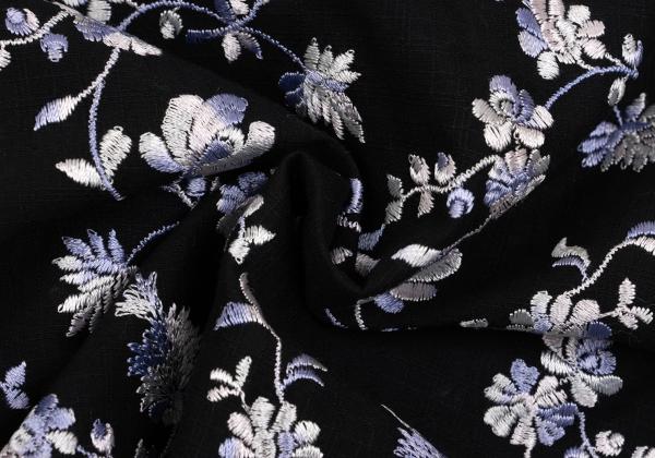KEITA MARUYAMA Floral Embroidered China Blouse Black Size M