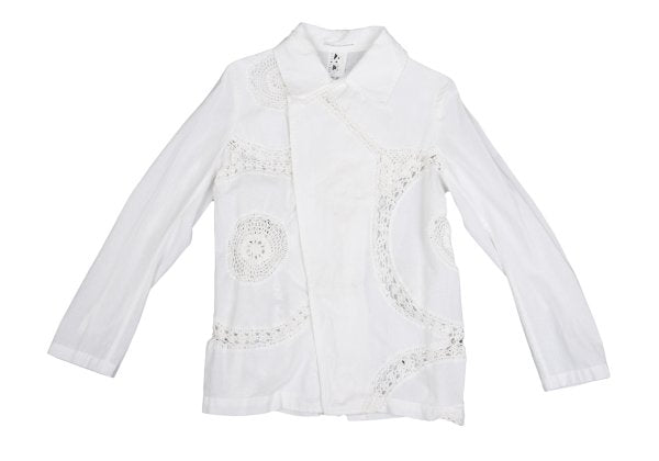 Y's Cotton Lace Panel Design Jacket White Size 2