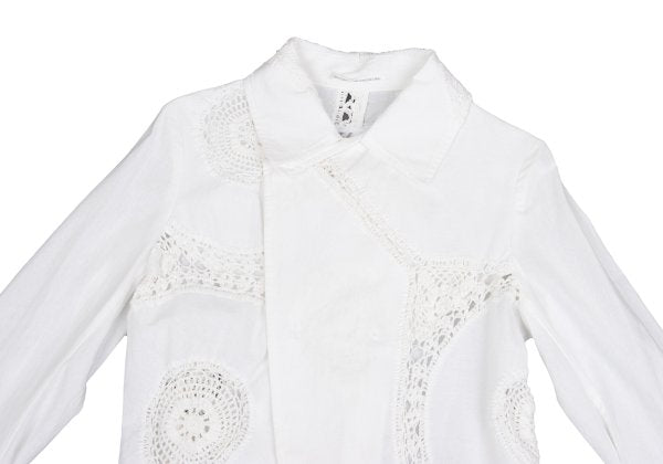 Y's Cotton Lace Panel Design Jacket White Size 2