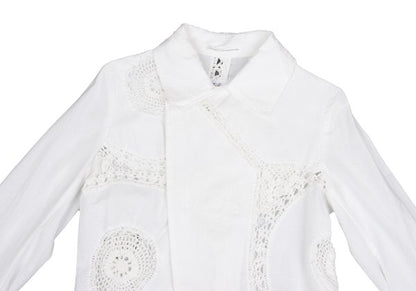 Y's Cotton Lace Panel Design Jacket White Size 2