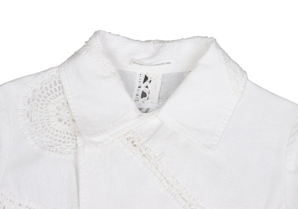 Y's Cotton Lace Panel Design Jacket White Size 2