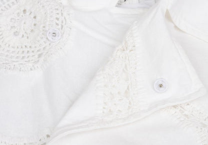 Y's Cotton Lace Panel Design Jacket White Size 2