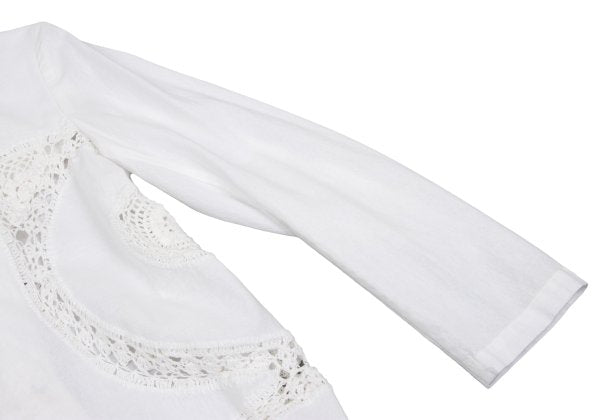 Y's Cotton Lace Panel Design Jacket White Size 2