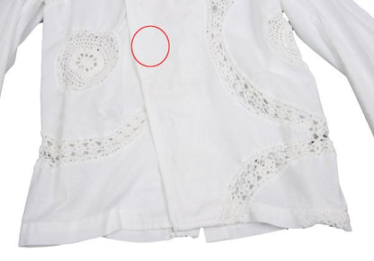 Y's Cotton Lace Panel Design Jacket White Size 2