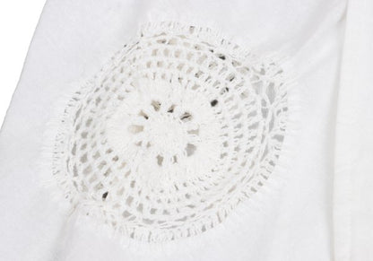 Y's Cotton Lace Panel Design Jacket White Size 2