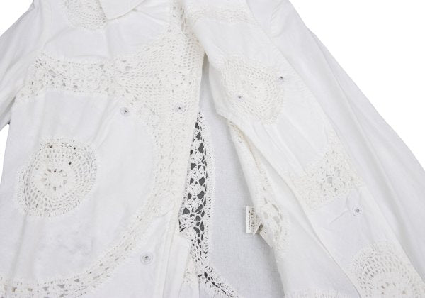 Y's Cotton Lace Panel Design Jacket White Size 2
