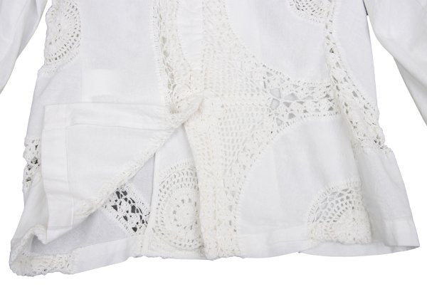 Y's Cotton Lace Panel Design Jacket White Size 2