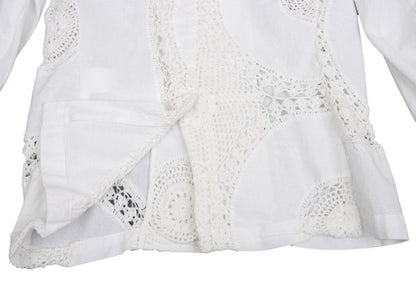 Y's Cotton Lace Panel Design Jacket White Size 2