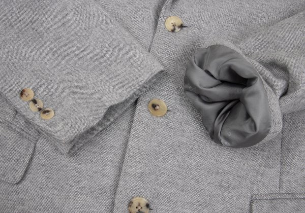Papas Cashmere Blend Wool Tailored Light Gray Jacket Size 50L