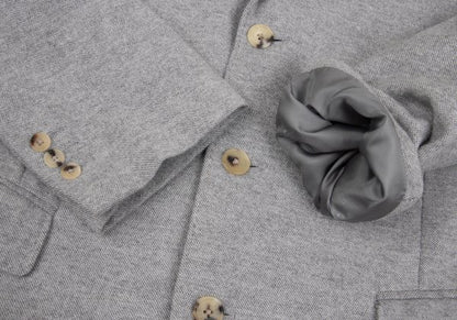 Papas Cashmere Blend Wool Tailored Light Gray Jacket Size 50L