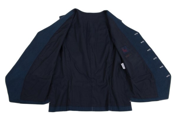 Papas Cotton Linen Patchwork Vest Navy Multi Size 50L