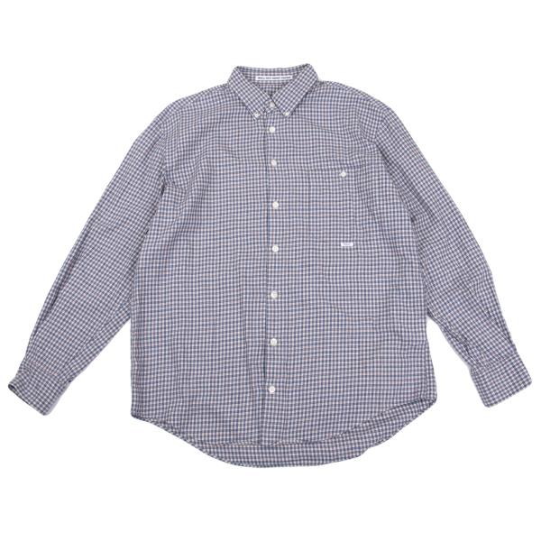 Papas Cotton Check Button-Down Long Sleeve Shirt Blue Size 48M