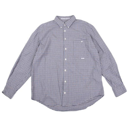 Papas Cotton Check Button-Down Long Sleeve Shirt Blue Size 48M