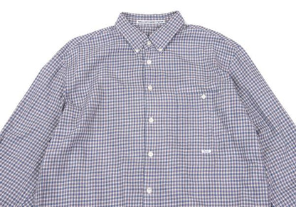 Papas Cotton Check Button-Down Long Sleeve Shirt Blue Size 48M