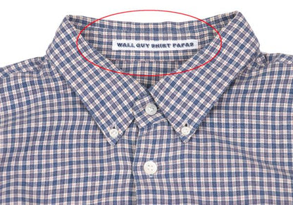 Papas Cotton Check Button-Down Long Sleeve Shirt Blue Size 48M