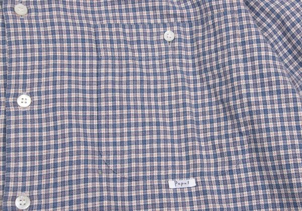 Papas Cotton Check Button-Down Long Sleeve Shirt Blue Size 48M