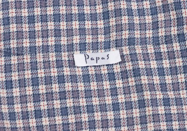 Papas Cotton Check Button-Down Long Sleeve Shirt Blue Size 48M