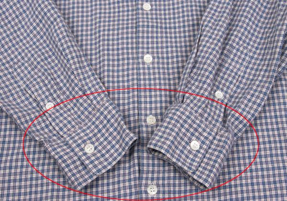 Papas Cotton Check Button-Down Long Sleeve Shirt Blue Size 48M