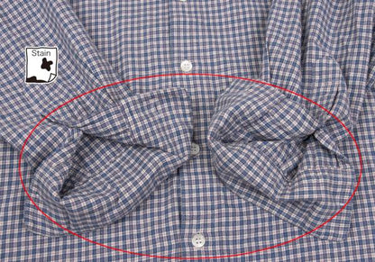Papas Cotton Check Button-Down Long Sleeve Shirt Blue Size 48M