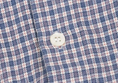 Papas Cotton Check Button-Down Long Sleeve Shirt Blue Size 48M