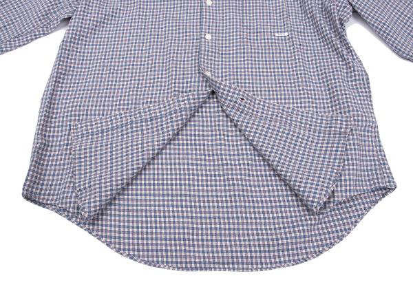 Papas Cotton Check Button-Down Long Sleeve Shirt Blue Size 48M