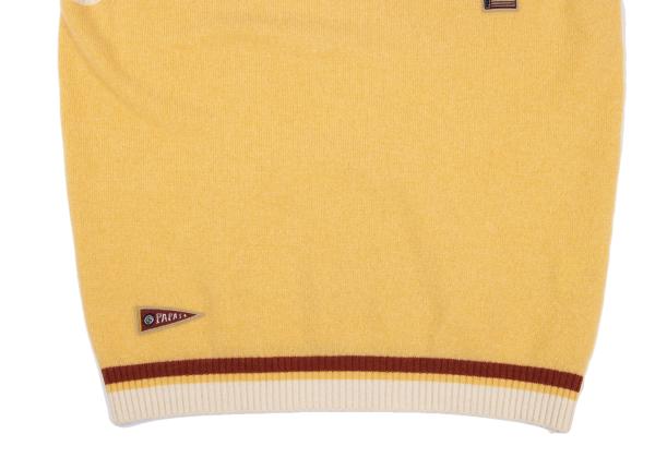 Papas Wool Logo Patch V-Neck Knit Vest Yellow Size L