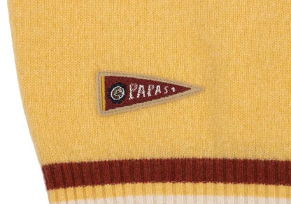 Papas Wool Logo Patch V-Neck Knit Vest Yellow Size L
