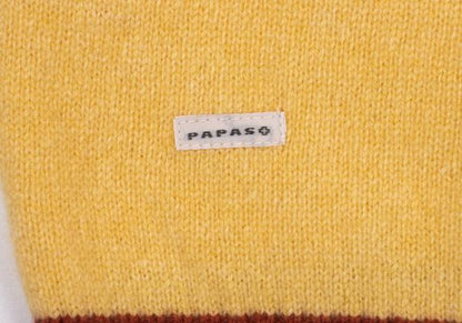 Papas Wool Logo Patch V-Neck Knit Vest Yellow Size L