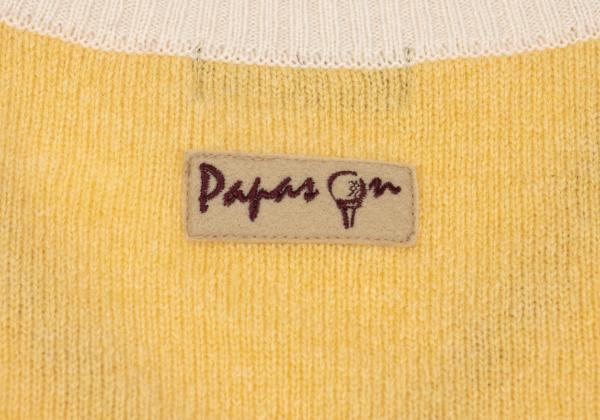 Papas Wool Logo Patch V-Neck Knit Vest Yellow Size L