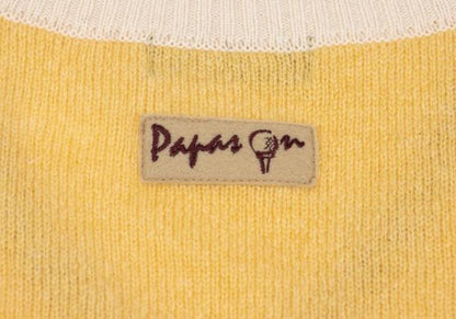 Papas Wool Logo Patch V-Neck Knit Vest Yellow Size L