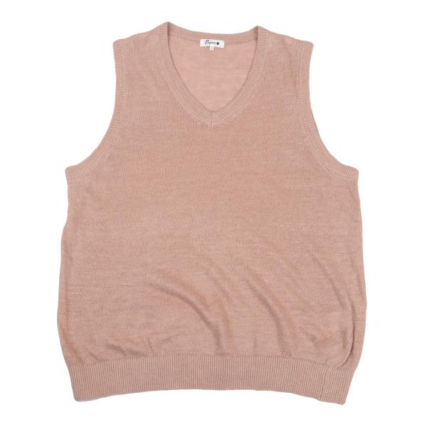 Papas+ Linen Cotton Knit Vest Pink Size L